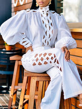 Two Piece Pants Sets Sexy Hollow Out Women Autumn Clothing Stand Coll