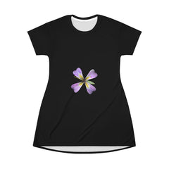 Purple Flower All Over Print T-Shirt Dress