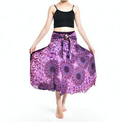 Bohotusk Purple Ink Splash Long Skirt With Coconut Buckle (& Strapless