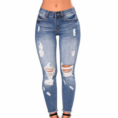 High Waist Jeans Women Slim Stretch Denim Jean