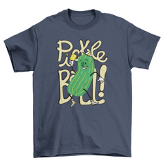 Happy cartoon cucumber playing pickleball game t-shirt