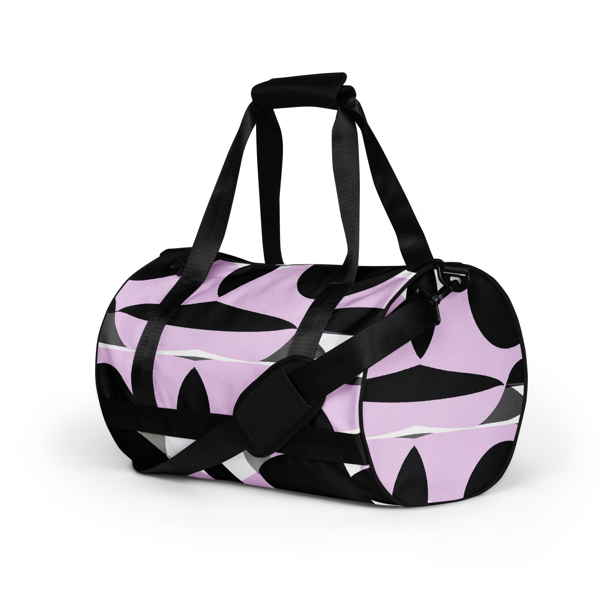 Crossbody Water-resistant Travel Bag, Geometric Lavender And Black