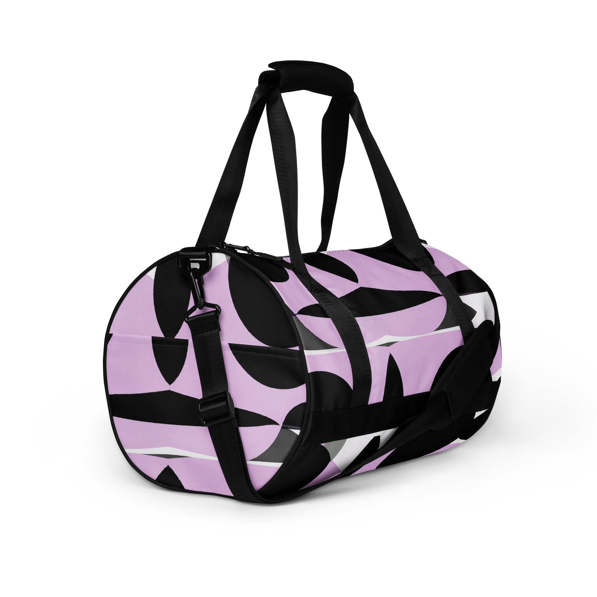 Crossbody Water-resistant Travel Bag, Geometric Lavender And Black