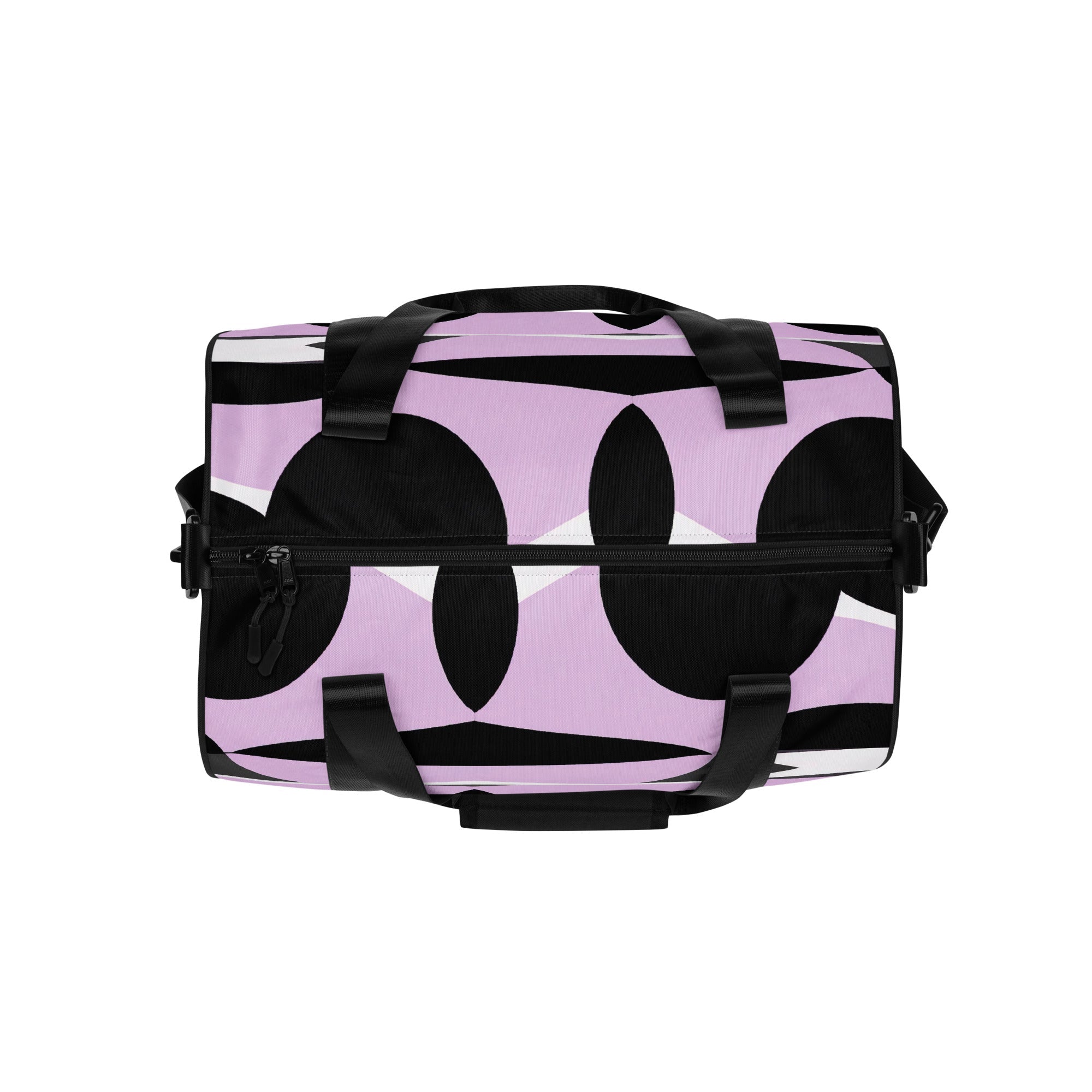 Crossbody Water-resistant Travel Bag, Geometric Lavender And Black