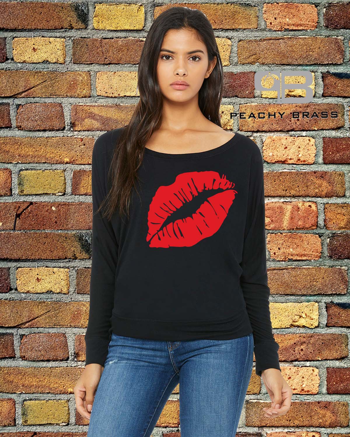 Women Off The Shoulder Lips Shirt