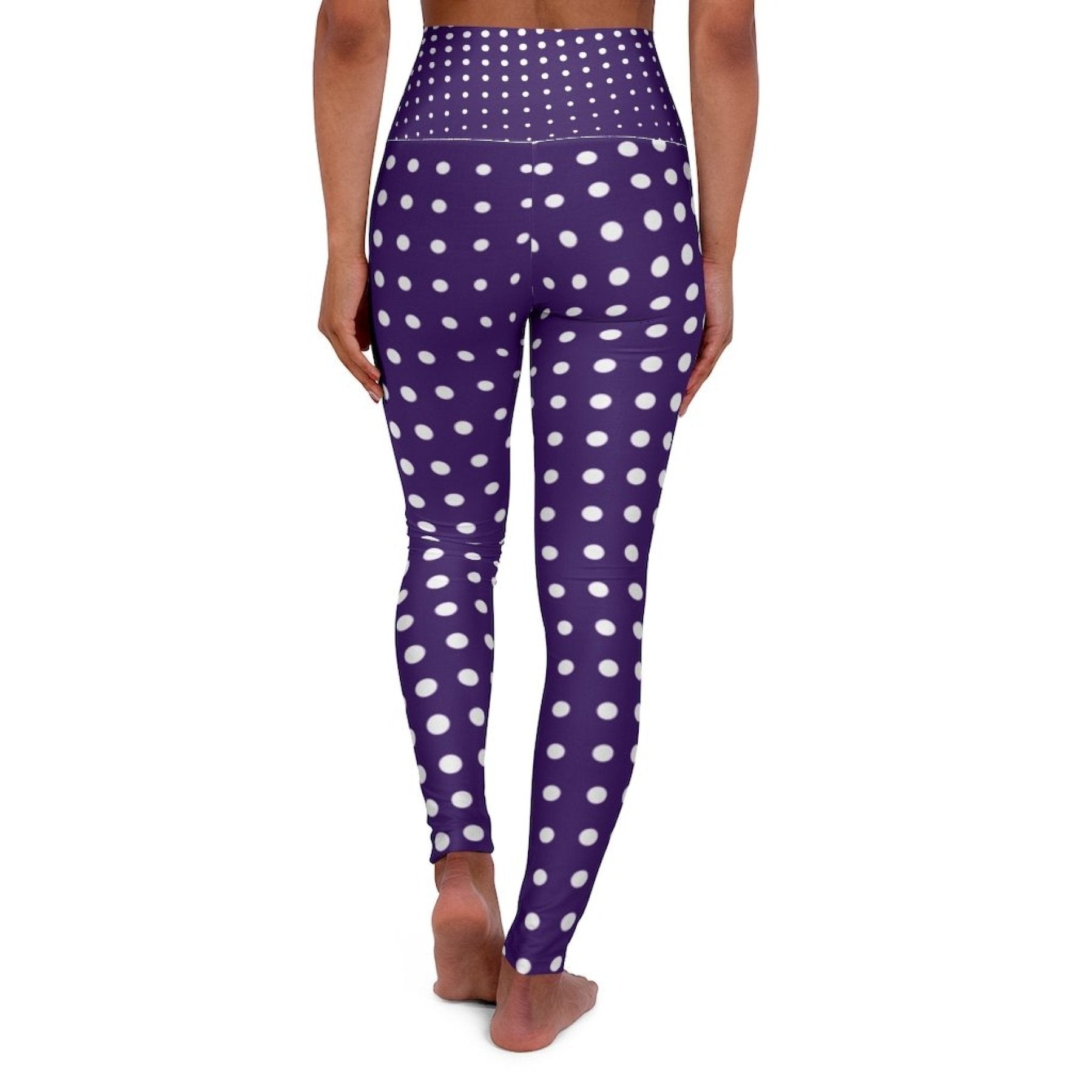 Womens High-waist Fitness Legging Yoga Pants, Purple White Polka Dot