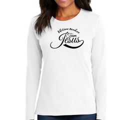 Womens Long Sleeve Graphic T-shirt, Lifetime Member Team Jesus