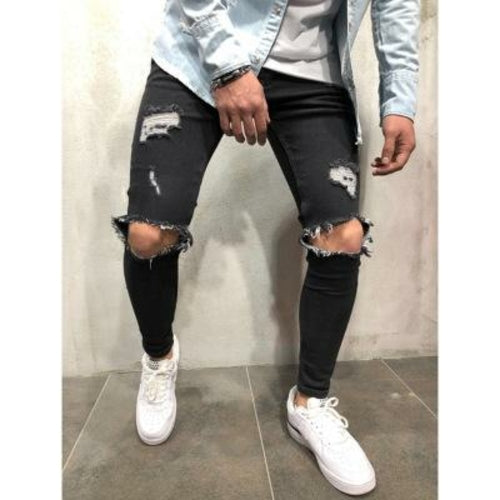 2018 new fashion Men Jeans Stretch Destroyed Ripped Design Fashion