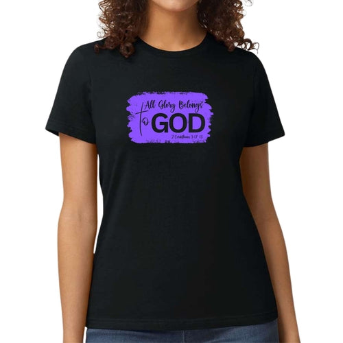 Womens Graphic T-shirt, All Glory Belongs To God, Lavender