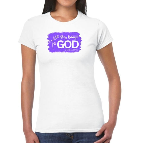 Womens Graphic T-shirt, All Glory Belongs To God, Lavender