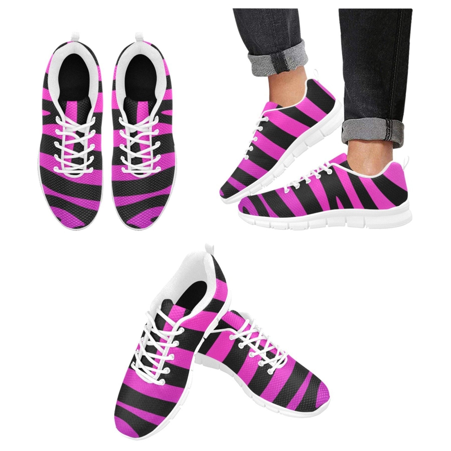 Uniquely You Womens Sneakers, Black Strip and Purple Running Shoes